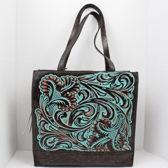 Patricia Nash Bags Patricia Nash Tooled Turquoise Toscano Tote Bag
